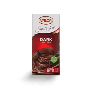 Valor Sugar-Free Dark Chocolate Bar. Sugar-free dark chocolate bar sweetened with stevia. Perfect for a decadent, guilt-free treat for dark chocolate lovers.