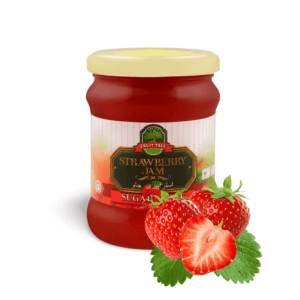 Jar of Fruit Tree Sugar-Free Strawberry Jam (270g). Thick, spreadable sugar-free jam made with real strawberry and natural sweeteners.